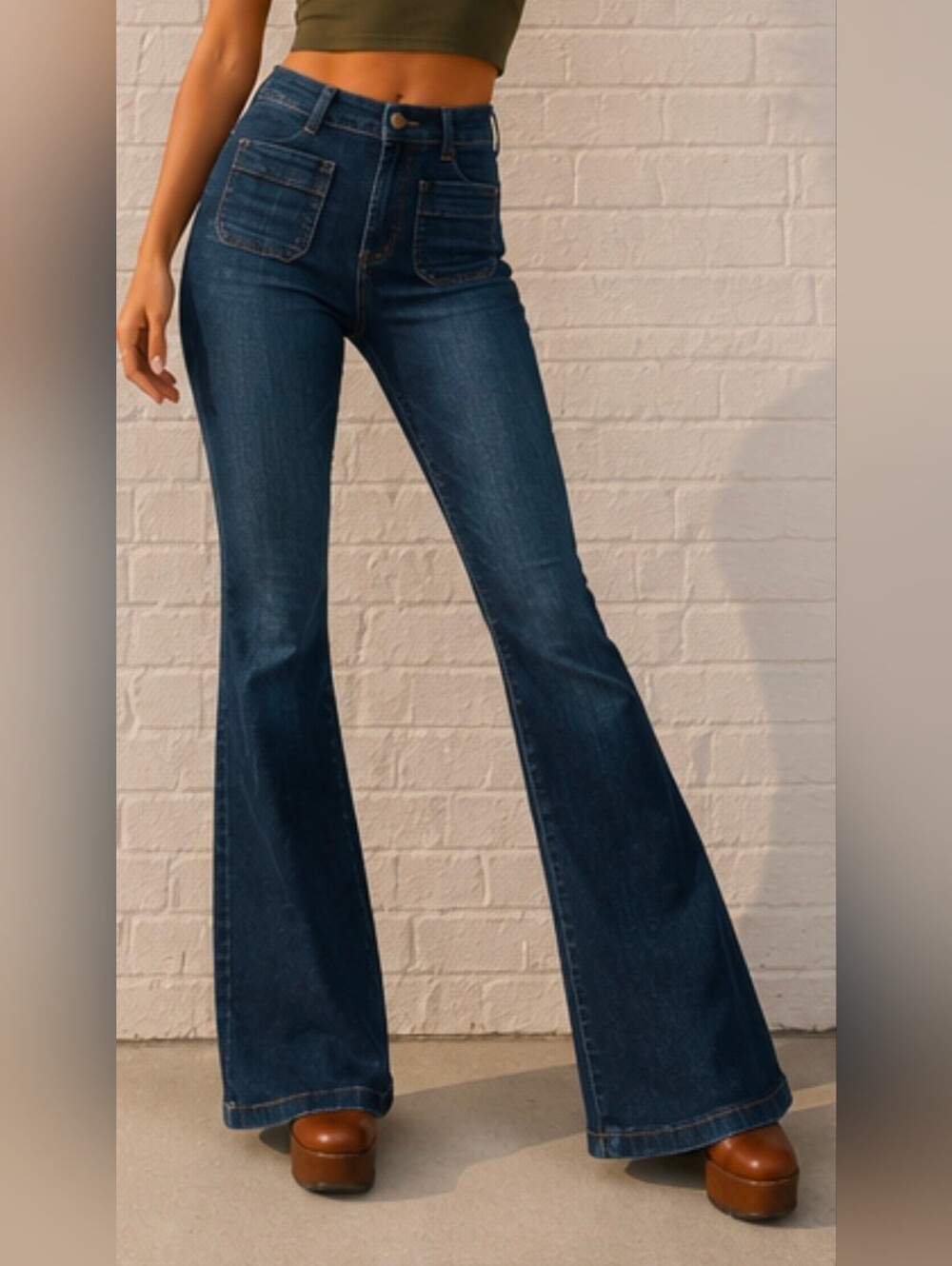 Pilcro & The Letterpress Superscript Flare Jeans Size 26 Dark Wash Patch Pocket